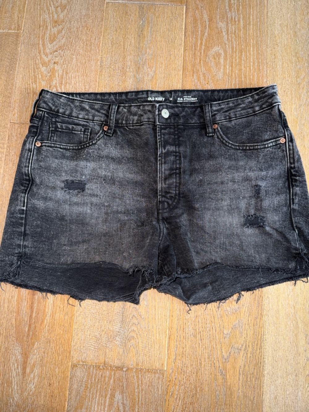 Old Navy Washed Black Distressed Denim Shorts